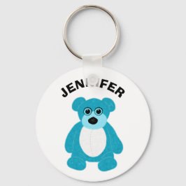 Porte-clés Bleu brillant Ours Teddy Graphisme Personnalisé