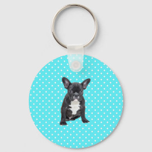 Porte-clés Bleu Chien à Chien à Chien Bleu Pois mignon