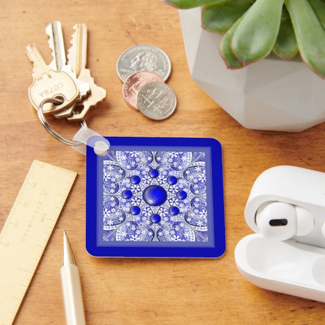 Porte-clés Bleu de dentelle en céramique de Grèce (Bureau)
