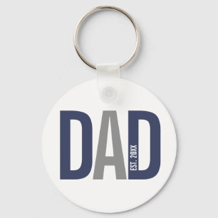 Porte-clés Bleu de marine moderne Papa personnalisé établi