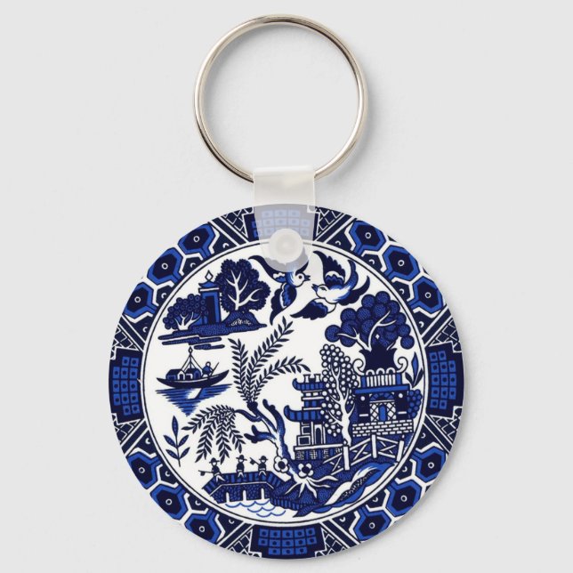 Porte-clés Bleu et blanc Chine bleu Willow Design (Recto)