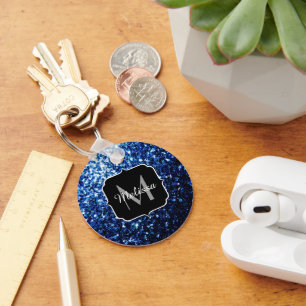 Porte-clés Bleu foncé foncé brillant parties scintillant scin