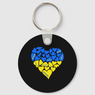 Porte-clés Bleu Jaune Colombe de la Paix Cœur Ukraine Espoir