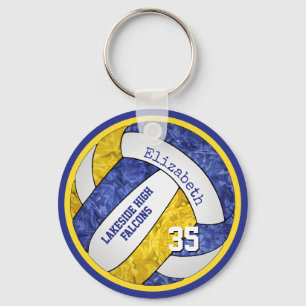 Porte-clés bleu jaune filles équipe nom volleball