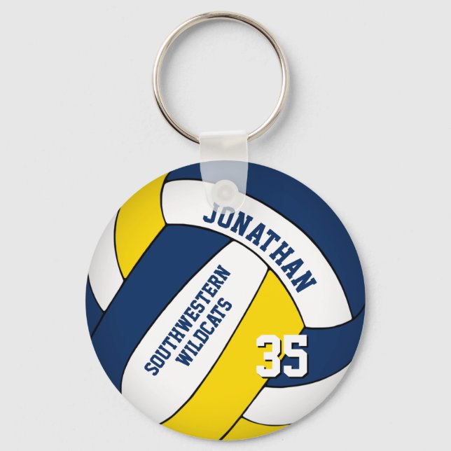 Porte-clés bleu jaune nom de l'équipe volleyball (Recto)