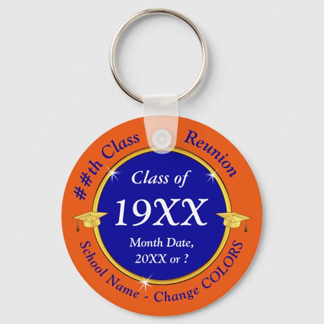 Porte-clés Bleu, orange, classe Reunion Faveurs ou Changer de (Recto)