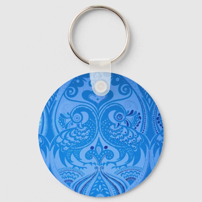 Porte-clés Bleu Oriental Peacock Birds (Recto)