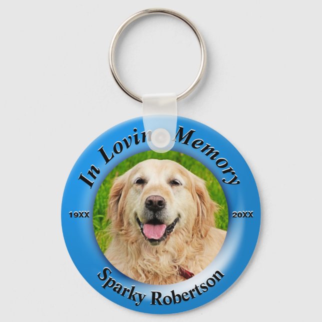 Porte-clés Bleu personnalisé de chien (Recto)