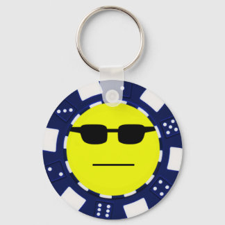 Porte-clés bleu pokerface
