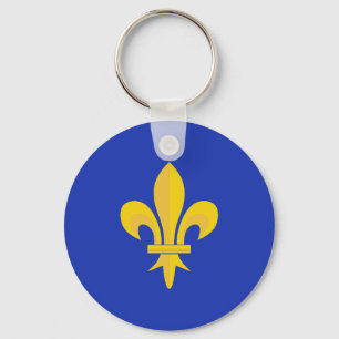 Porte-clés Bleu Roi avec Fleur de Lys Or