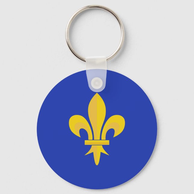 Porte-clés Bleu Roi avec Fleur de Lys Or (Recto)