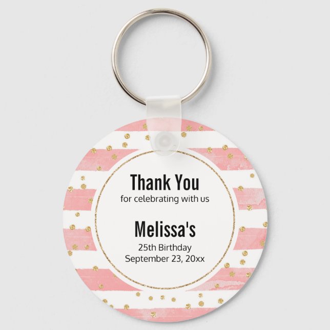 Porte-clés Bleu rose | Faux Gold Confetti Favour (Recto)