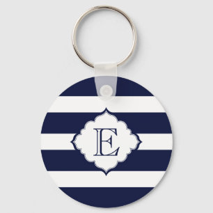 Porte-clés Bleu Royal Et Blancs Motif Géométrique
