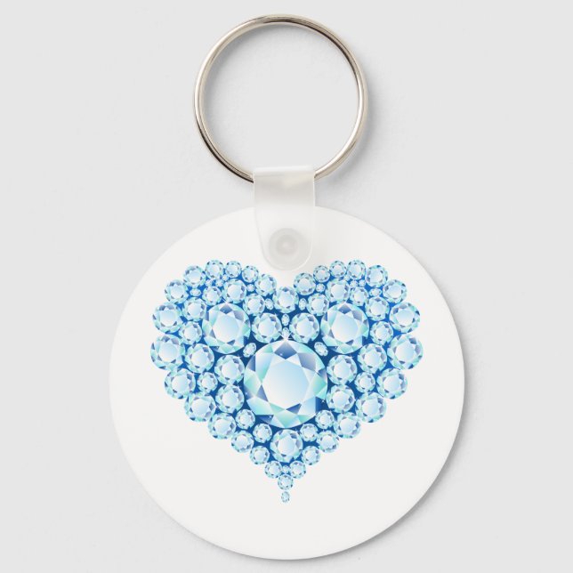 Porte-clés Bleu Sapphire Gems Coeur (Recto)
