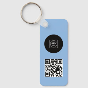 Porte-clés bleu simple logo QR Code Entreprise