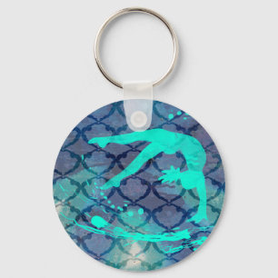 Porte-clés Bleu tribal de motif de gymnaste