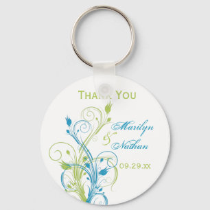 Porte-clés Bleu Vert Blanc Floral Mariage Favoriser Porte - c