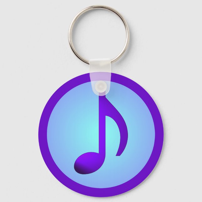 Porte-clés Bleu violet simple note de musique élégante (Recto)