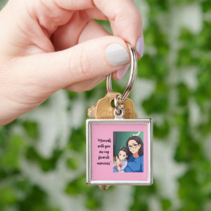 Porte-clés Bloc photo élégant avec photo et citation personna