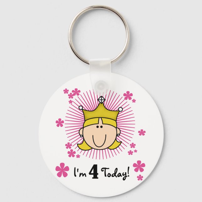 Porte-clés Blond Princess 4th Birthday Tshirts et cadeaux (Recto)