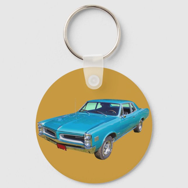 Porte-clés Blue 1966 Pontiac Le Mans Muscle Car (Recto)