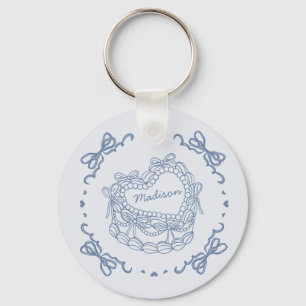 Porte-clés Blue Bow Coquette Coeur rétro Faveurs gâteau
