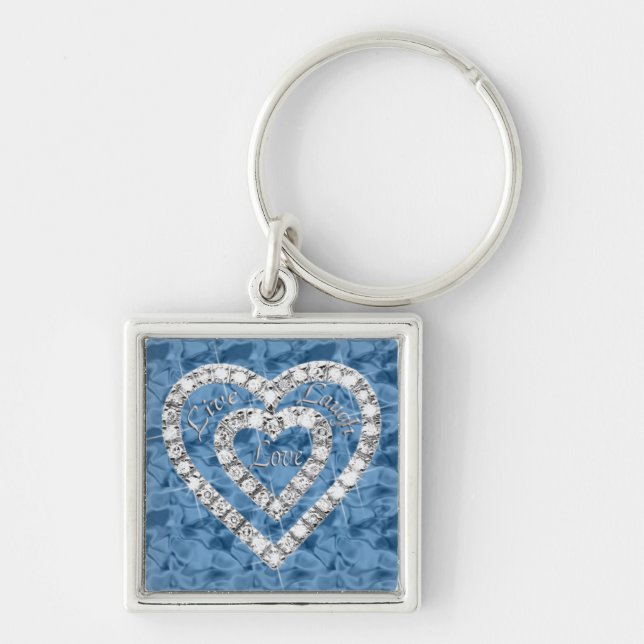 Porte-clés Blue Carré Live Lauder Love Diamond Heart Keychain (Devant)
