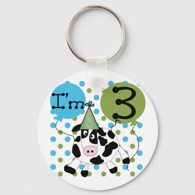 Porte-clés Blue Cow 3e Anniversaire Tshirts et cadeaux (Recto)