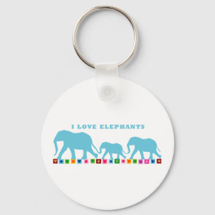 Porte-clés Blue Elephants Walking