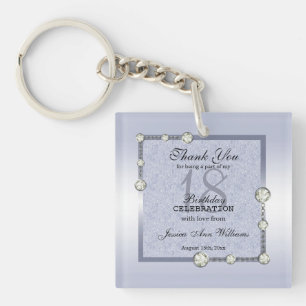 Porte-clés Blue Glitters et Diamond Decoration Birthday