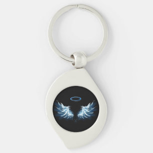 Porte-clés Blue Glowing Angel Wings on black background