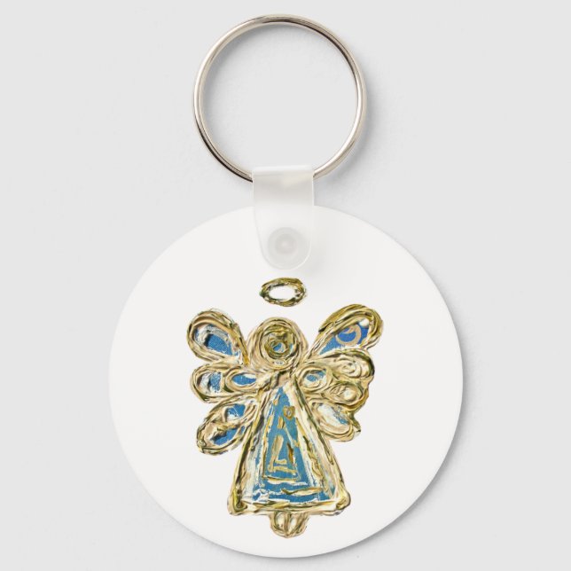 Porte-clés Blue Guardian Angel Art Porte - clé personnalisé (Recto)