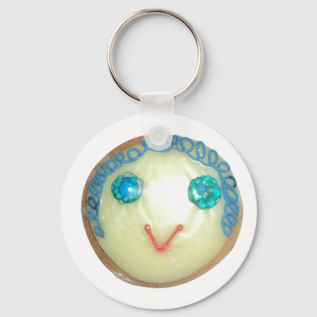 Porte-clés Blue Hair Emoji Art Imprimer/Graphique (Recto)