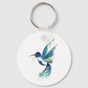 Porte-clés Blue Hummingbird Watercolor