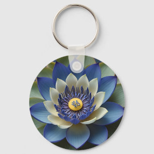 Porte-clés Blue Lotus Flower Spirituel Zen Art