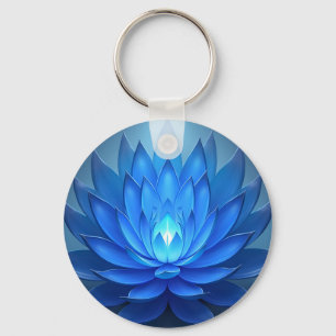 Porte-clés Blue Lotus Flower Spirituel Zen Art
