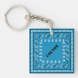 Porte-clés Blue Paisley Bandana Personnalisé