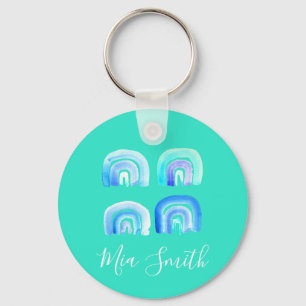 Porte-clés Blue Pastel rétro arc-en-ciel