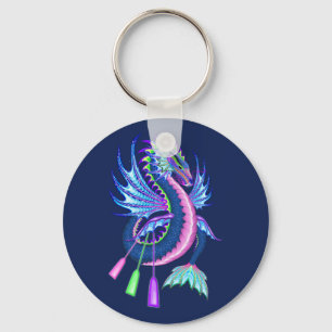 Porte-clés Blue Pink Water Dragon Boat Racing Keychain