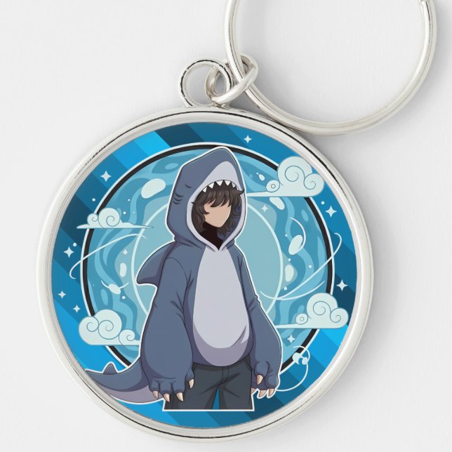 Porte-clés Blue Shark Boy Anime Art (Devant)