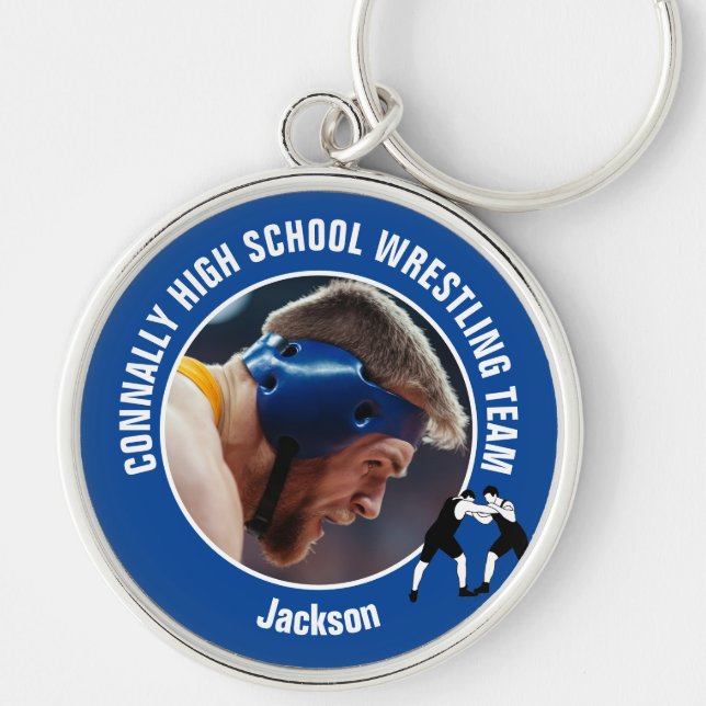 Porte-clés Blue Wrestling Team Photo High School Wrestler (Devant)