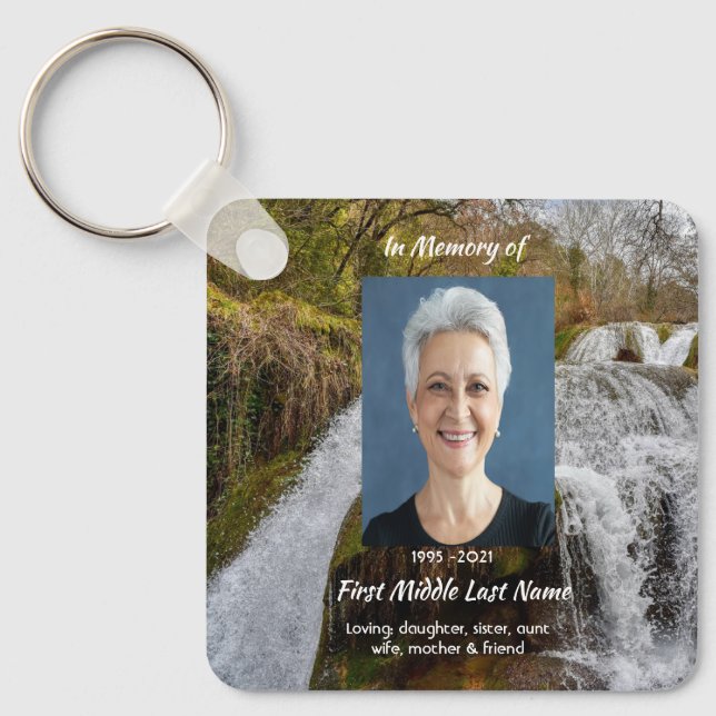 Porte-clés  Bluebells Waterfall Landscape  Memorial Keepsake  (Recto)