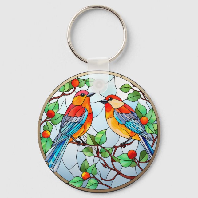 Porte-clés Bluebirds en verre doux (Recto)