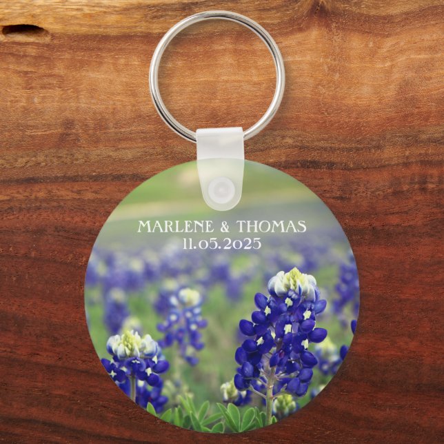 Porte-clés Bluebonnets Blue Flowers Texas Floral Mariage (Verso)