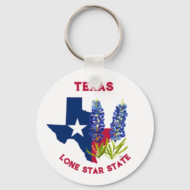 Porte-clés Bluebonnets Texas State Flowers Lupine Lone Star (Recto)