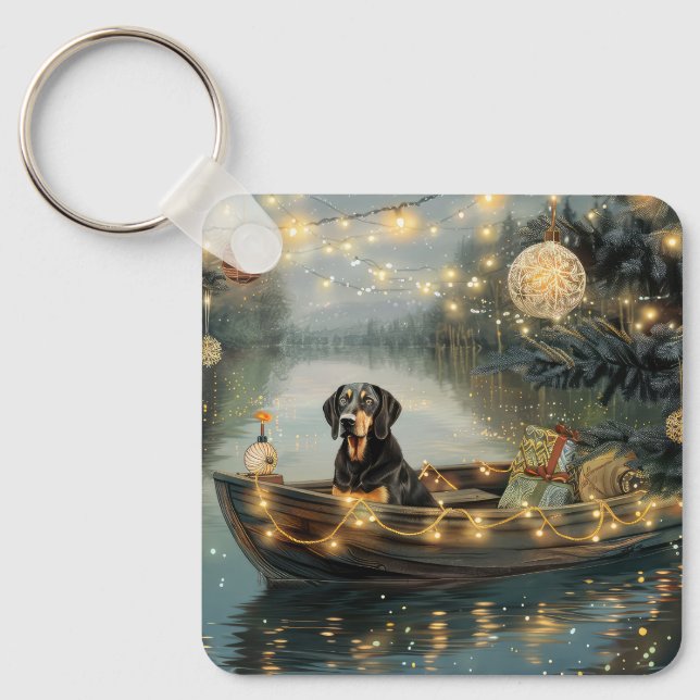Porte-clés Bluetick Coonhound Noël Festive Voyage (Recto)