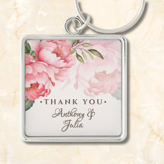 Porte-clés Blush Pink Peony Wedding Thank You Favor Keychain