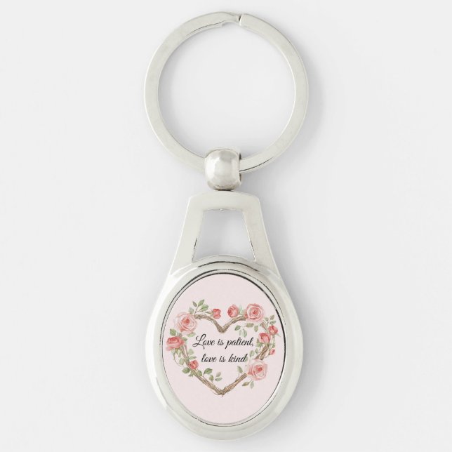 Porte-clés Blush Romantic Rose Floral Coeur Amour (Devant)