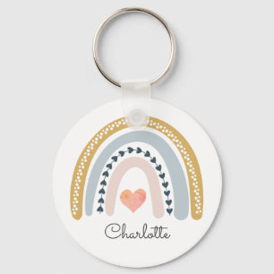 Porte-clés Boho féminin personnalisé arc-en-ciel