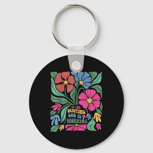 Porte-clés Boho Floral Dans L'Attente Dieu Travaille Jésus Ch
